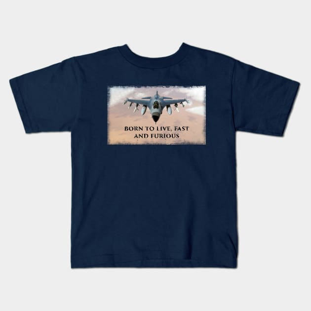 Fighter Jet Born s6h14 Kids T-Shirt by FasBytes